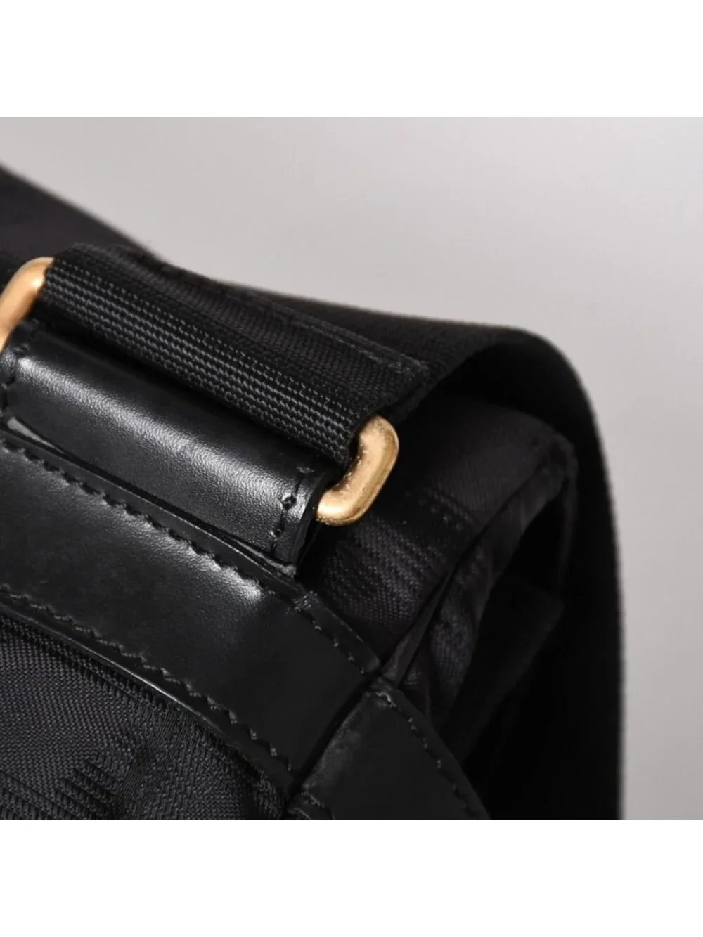 Chanel New Travel Line Messenger Bag Nylon Jacquard Leather Gold